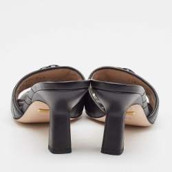 Gucci Black Matelassé Leather GG Marmont Slide Sandals Size 37.5