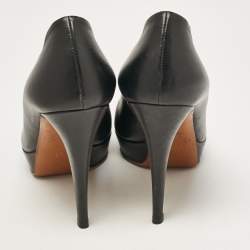 Gucci Black Leather Round Toe Platform Pumps Size 36