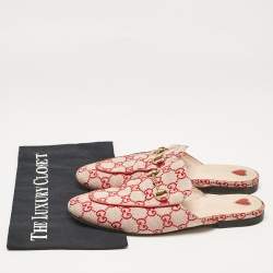 Gucci Pink/Beige GG Canvas Princetown Mules Size 39
