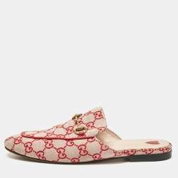 Gucci Pink/Beige GG Canvas Princetown Mules Size 39