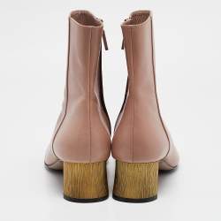 Pre Owned Gucci Beige Leather Ankle Length Boots Size 39