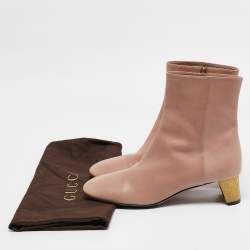 Pre Owned Gucci Beige Leather Ankle Length Boots Size 39