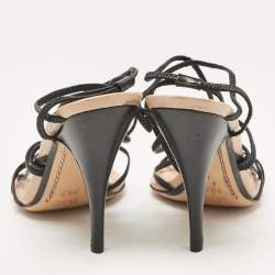 Gucci Black Leather Ankle Strap Sandals Size 38