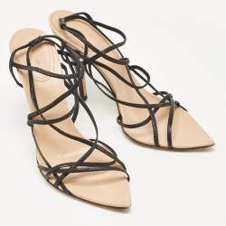 Gucci Black Leather Ankle Strap Sandals Size 38