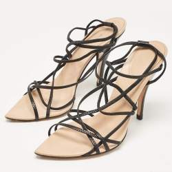 Gucci Black Leather Ankle Strap Sandals Size 38