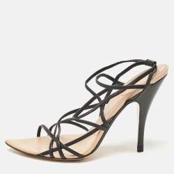 Gucci Black Leather Ankle Strap Sandals Size 38