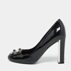 Gucci Black Patent Leather Round Toe Lifford Pumps Size 39