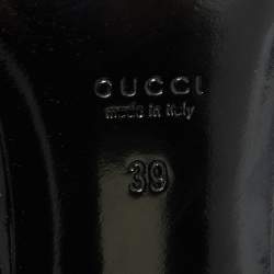 Gucci Black Patent Leather Round Toe Lifford Pumps Size 39