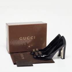 Gucci Black Patent Leather Round Toe Lifford Pumps Size 39