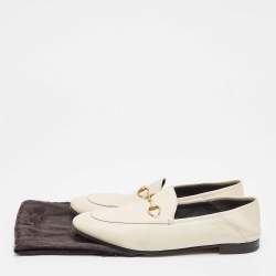 Gucci Cream Leather Jordaan Loafers Size 41.5