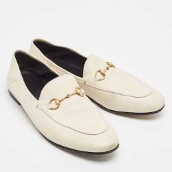 Gucci Cream Leather Jordaan Loafers Size 41.5