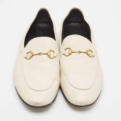 Gucci Cream Leather Jordaan Loafers Size 41.5