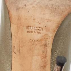 Pre Owned Gucci Metallic Bronze Leather Peep Toe Pumps Size 42