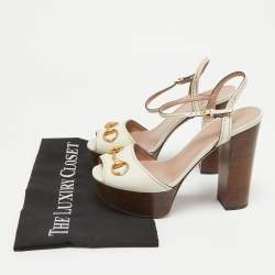 Gucci Cream Leather Lifford Ankle Strap Sandals Size 37.5