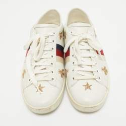 Gucci White Leather Ace Lace Up Sneakers Size 38