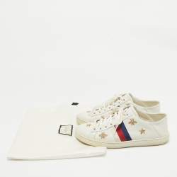 Gucci White Leather Ace Lace Up Sneakers Size 38