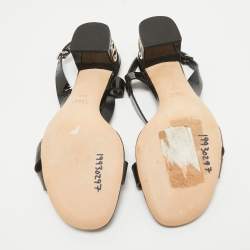 Pre Owned Gucci Black Patent Ankle Strap Sandals Size 38.5