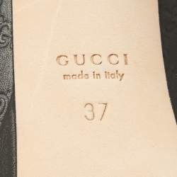Pre Owned Gucci Black GG Leather Platform Peep Toe Pumps Size 37