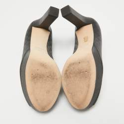 Pre Owned Gucci Black GG Leather Platform Peep Toe Pumps Size 37