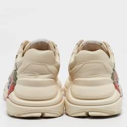 Gucci Cream Leather Strawberry Print Rhyton Sneakers Size 39.5