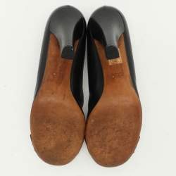 Pre Owned Gucci Black Leather GG Web Pumps Size 40