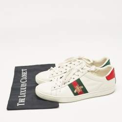 Gucci White Leather Bee Embroidered Ace Sneakers Size 36