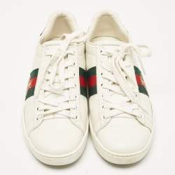 Gucci White Leather Bee Embroidered Ace Sneakers Size 36