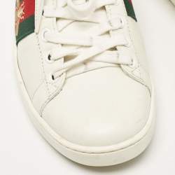 Gucci White Leather Bee Embroidered Ace Sneakers Size 36