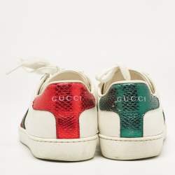 Gucci White Leather Bee Embroidered Ace Sneakers Size 36