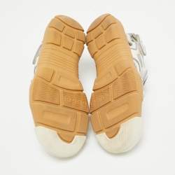 Gucci White/Silver Mesh and Leather Tinsel Sport Sandals Size 36