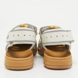 Gucci White/Silver Mesh and Leather Tinsel Sport Sandals Size 36