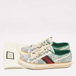 Gucci Blue/White Denim Tennis 1977 Lace Up Sneakers Size 39