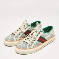 Gucci Blue/White Denim Tennis 1977 Lace Up Sneakers Size 39