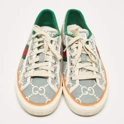 Gucci Blue/White Denim Tennis 1977 Lace Up Sneakers Size 39