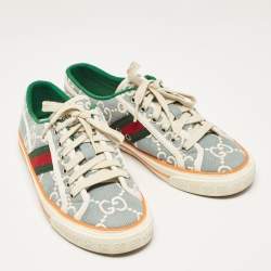 Gucci Blue/White Denim Tennis 1977 Lace Up Sneakers Size 39