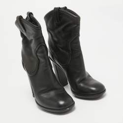 Gucci Black Leather Ankle Boots Size 38