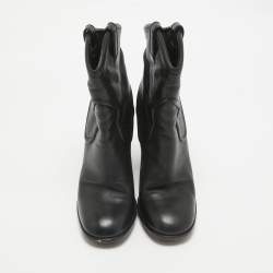 Gucci Black Leather Ankle Boots Size 38