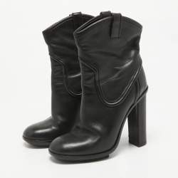 Gucci Black Leather Ankle Boots Size 38