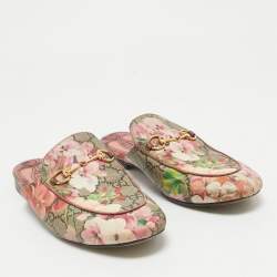 Gucci Multicolor Canvas Princetown Mules Size 38.5