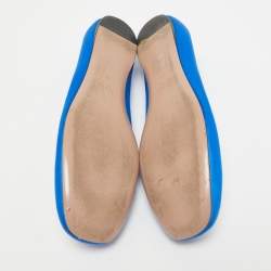 Pre Owned Gucci Blue Satin Crystal Embellished Ballet Flats Size 40