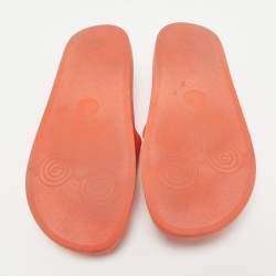 Gucci Orange Rubber Logo Pool Slides Size 38
