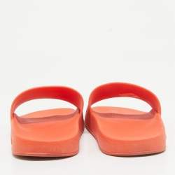 Gucci Orange Rubber Logo Pool Slides Size 38