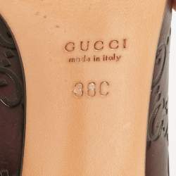 Gucci Dark Brown Guccissima Leather and Velvet Metal Buckle Pumps Size 38
