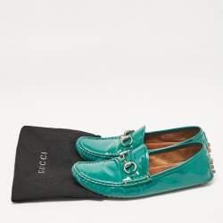 Gucci Green Patent Leather Slip On Loafers Size 38