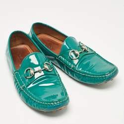 Gucci Green Patent Leather Slip On Loafers Size 38