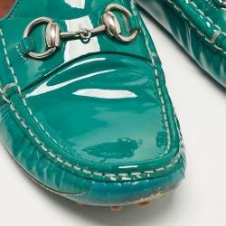 Gucci Green Patent Leather Slip On Loafers Size 38