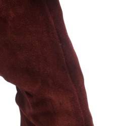 Pre Owned Gucci Maroon Suede Fur Lined Knee High Boots Size 38