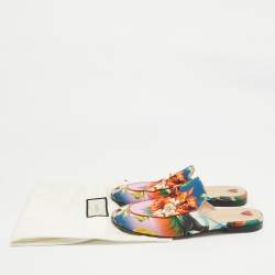 Pre Owned Gucci Multicolor Floral Fabric Princetown Flat Mules Size 39.5
