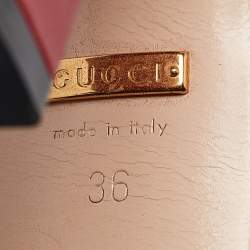 Pre Owned Gucci Red Leather GG Marmont Ankle Strap Sandals Size 36