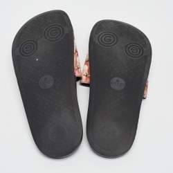 Gucci Pink/Black GG Bloom Supreme Canvas Slide Flats Size 35